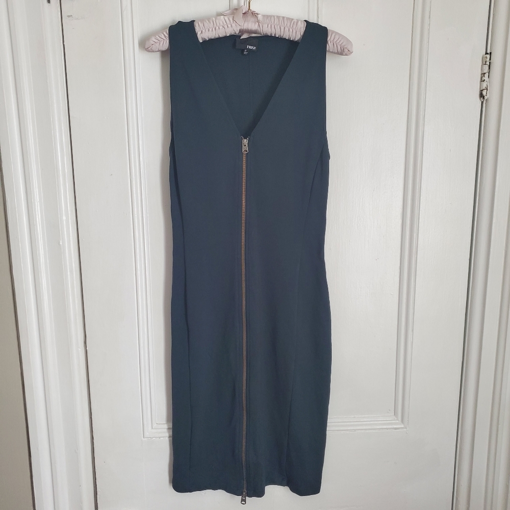 Wilfred Free Dark Green Front Zip Body Con Dress